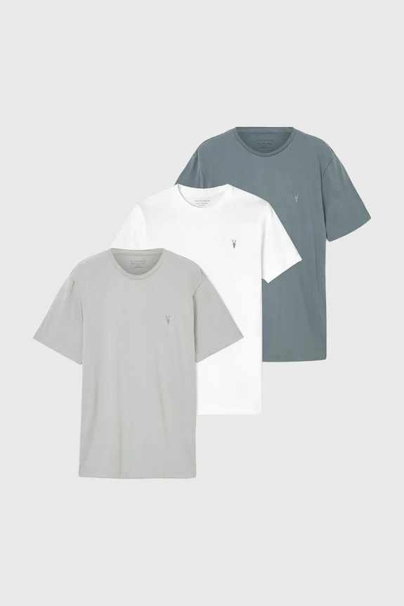 Bavlnené tričko AllSaints BRACE 3-pak slim modrá M031JB
