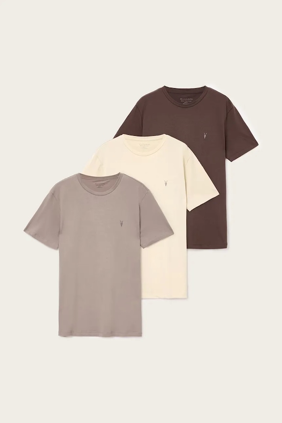 Βαμβακερό μπλουζάκι AllSaints BRACE 3-pack slim μπεζ M031JB