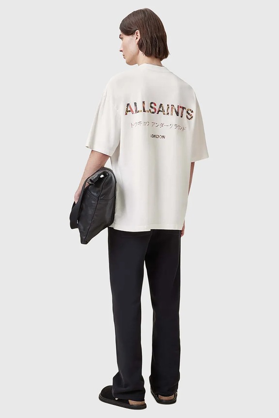 AllSaints T-shirt oversize da uomo in cotone bianco M071PB