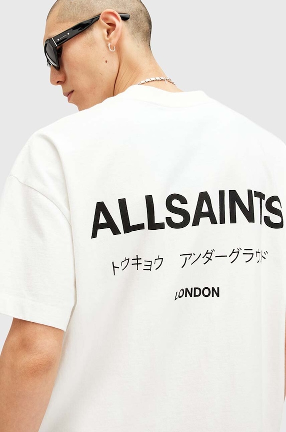 AllSaints Oversize t-shirt ανδρικό βαμβακερό M071PB λευκό