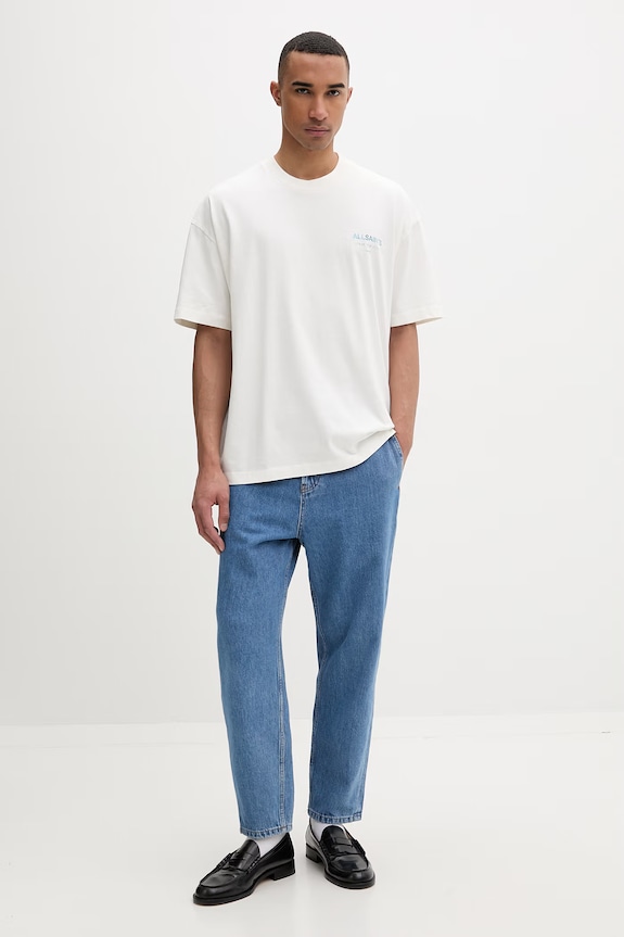 AllSaints T-shirt oversize męski bawełniany M071PB beżowy SS26