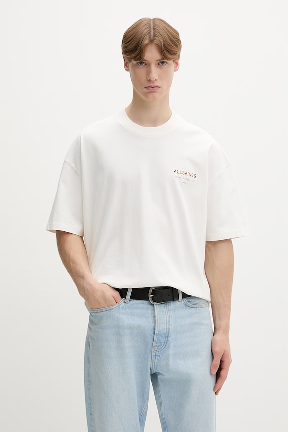 Odzież AllSaints T-shirt oversize męski bawełniany M071PB beżowy