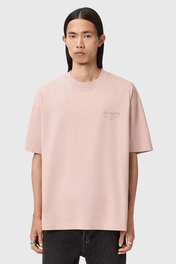 Îmbrăcăminte AllSaints tricou oversized bărbătesc din bumbac M071PB roz