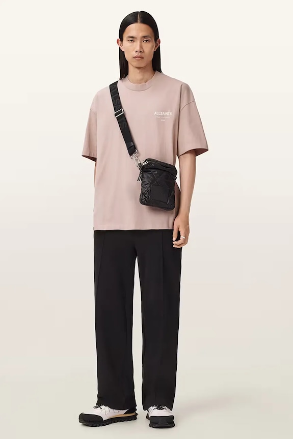 Îmbrăcăminte AllSaints tricou oversized bărbătesc din bumbac M071PB roz