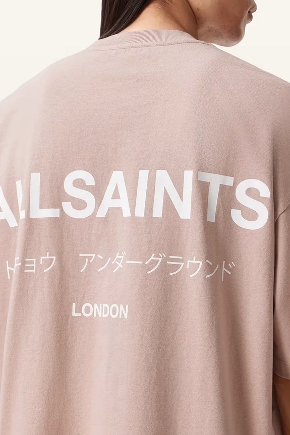 AllSaints tricou oversized bărbătesc din bumbac M071PB roz
