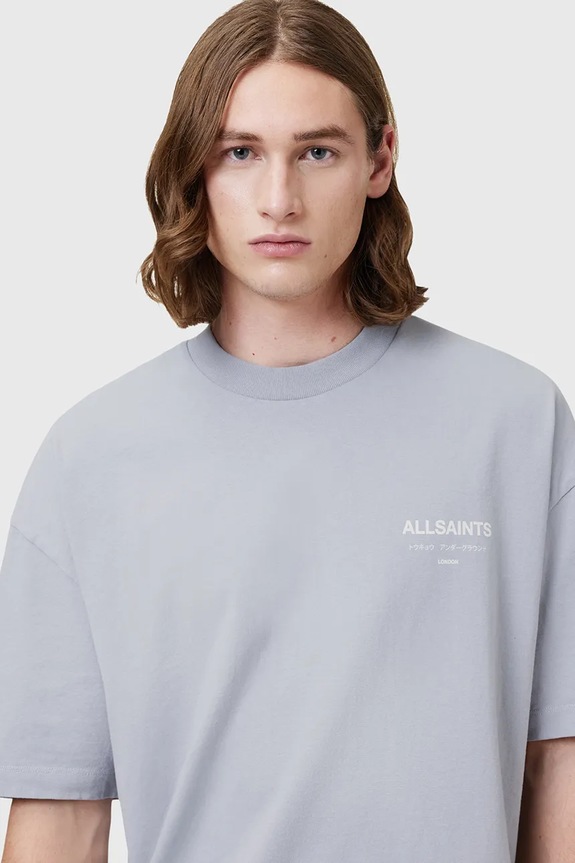 AllSaints Oversize t-shirt ανδρικό βαμβακερό μπλε M071PB