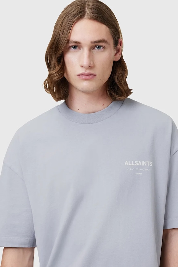 AllSaints Oversize t-shirt ανδρικό βαμβακερό μπλε M071PB