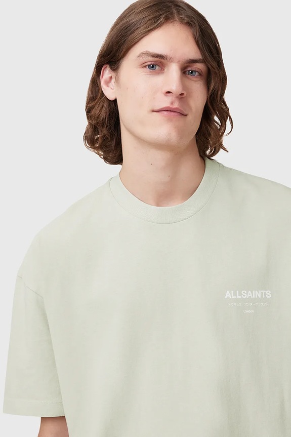 AllSaints Oversize t-shirt Ανδρικό βαμβακερό πράσινο M071PB