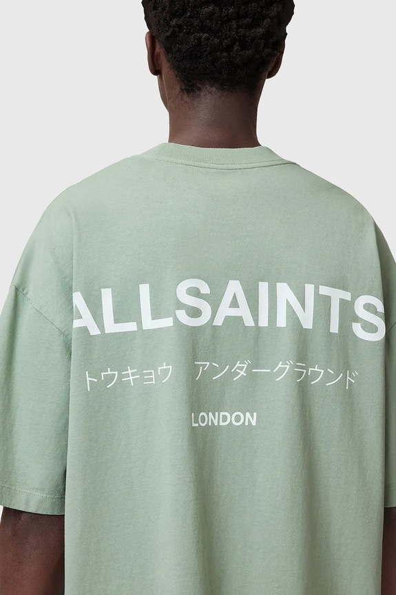 Îmbrăcăminte AllSaints tricou oversized bărbătesc bumbac M071PB verde