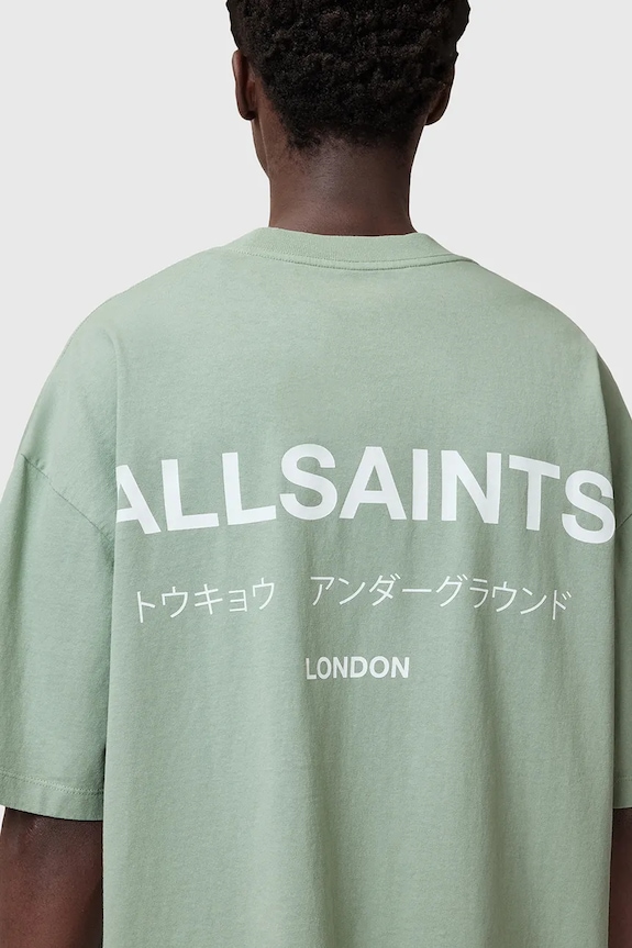 Îmbrăcăminte AllSaints tricou oversized bărbătesc bumbac M071PB verde