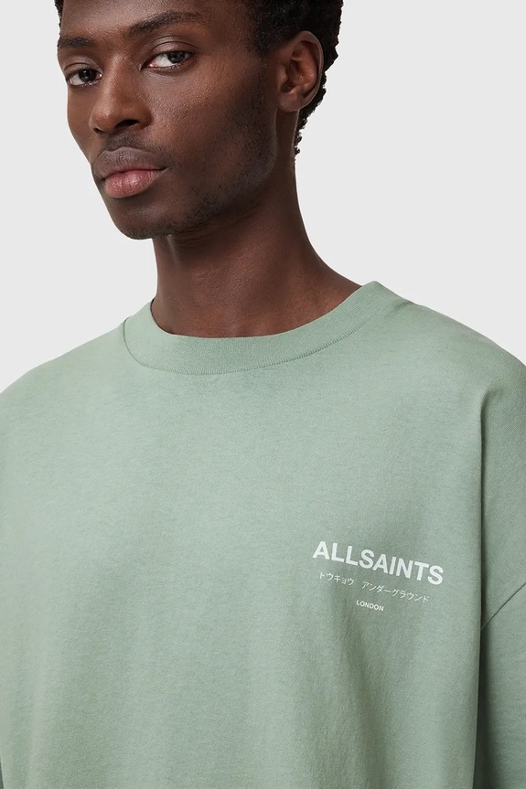 AllSaints tricou oversized bărbătesc bumbac verde M071PB