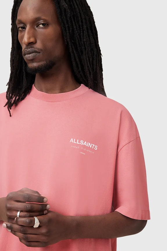 AllSaints oversize tričko pánske bavlnené ružová M071PB