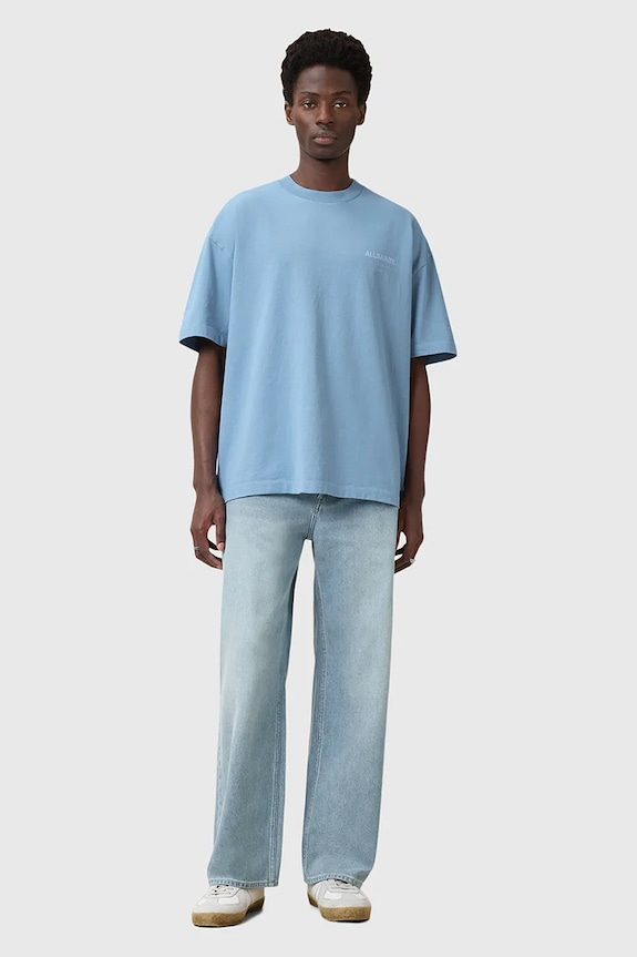 AllSaints oversize tričko pánske bavlnené M071PB modrá