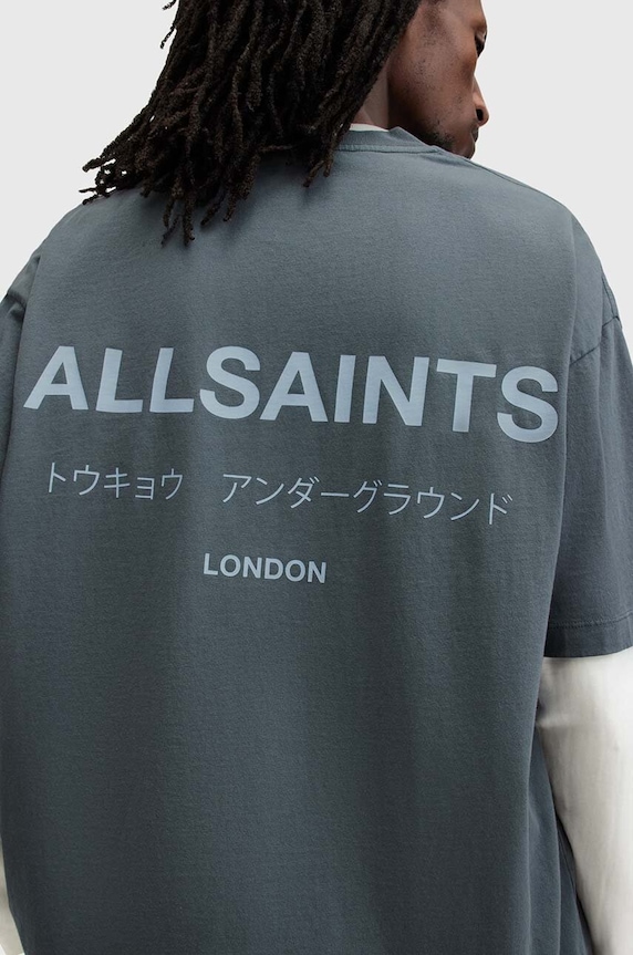AllSaints Oversize t-shirt ανδρικό βαμβακερό M071PB μπλε SS26