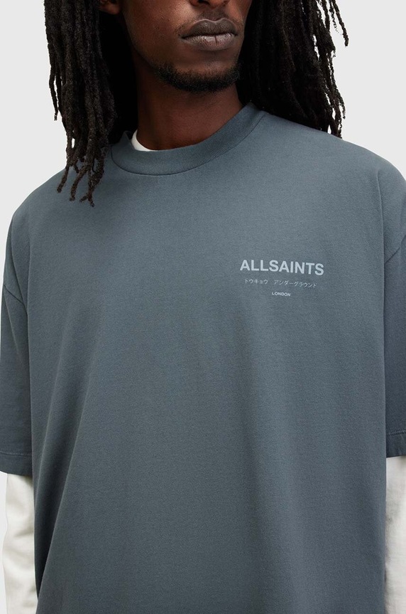 Ρούχα AllSaints Oversize t-shirt ανδρικό βαμβακερό M071PB μπλε