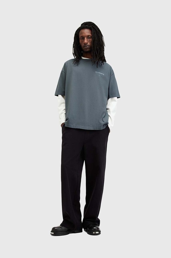 AllSaints Oversize t-shirt ανδρικό βαμβακερό μπλε M071PB