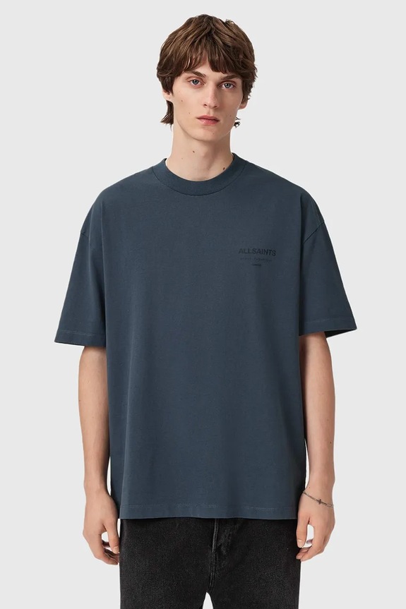 AllSaints T-shirt oversize męski bawełniany bawełna niebieski M071PB
