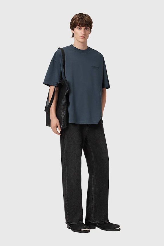 AllSaints T-shirt oversize męski bawełniany niebieski M071PB