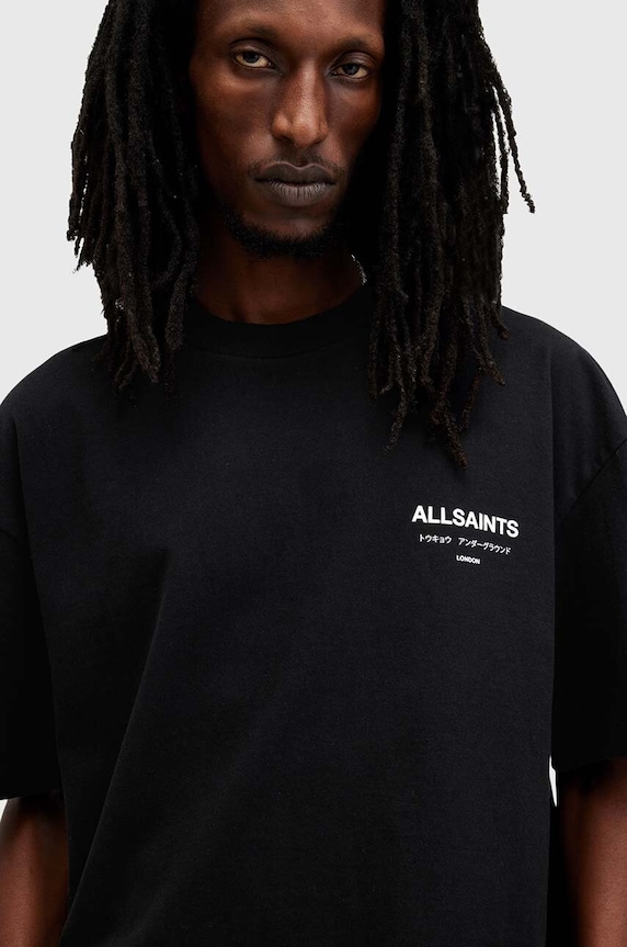 AllSaints tricou oversized bărbătesc din bumbac negru M071PB