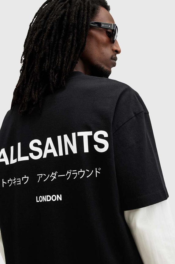 AllSaints tricou oversized bărbătesc din bumbac M071PB negru