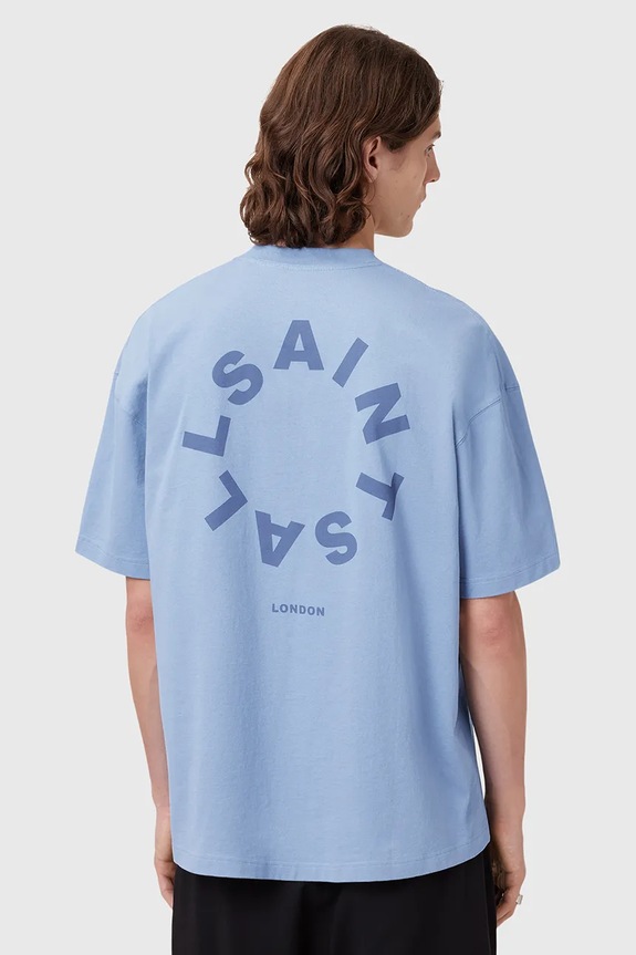 AllSaints t-shirt bawełniany TIERRA SS CREW M072PB niebieski AW25