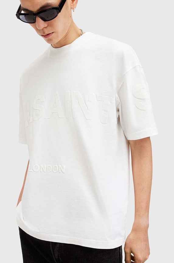 Bavlnené tričko AllSaints BIGGY M088PB biela SS26