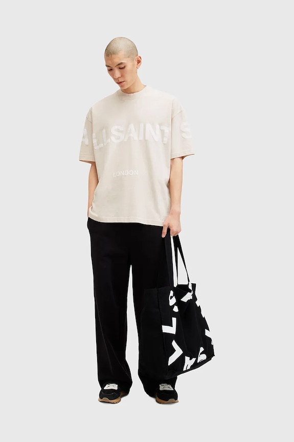 Βαμβακερό μπλουζάκι AllSaints BIGGY μπεζ M088PB