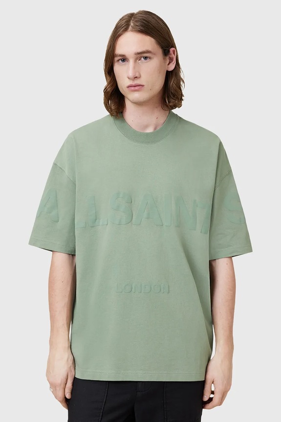Pamučna majica AllSaints BIGGY pamuk zelena M088PB