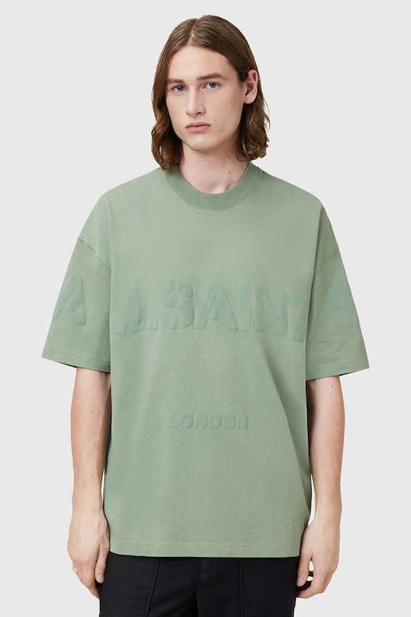 Pamučna majica AllSaints BIGGY pamuk zelena M088PB