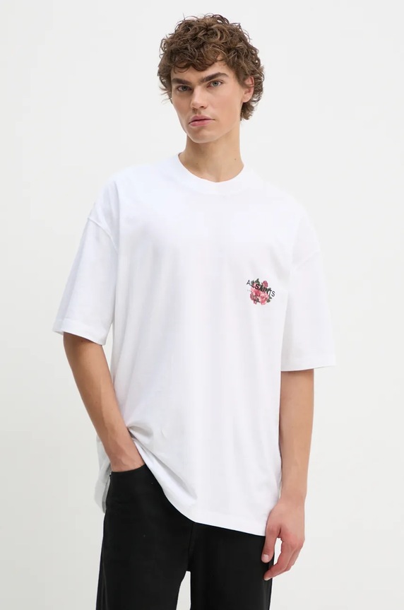 Oblečení Bavlněné tričko AllSaints M092PB bílá