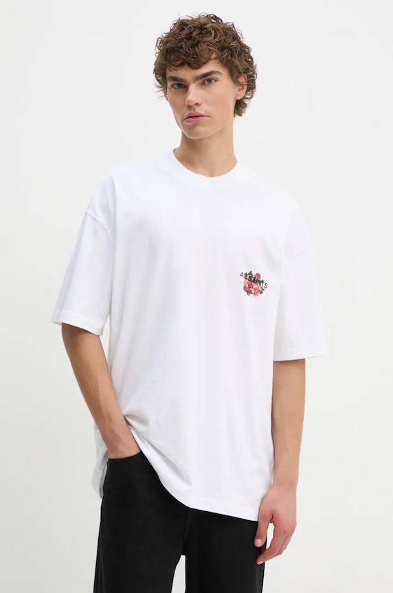 Oblečení Bavlněné tričko AllSaints M092PB bílá