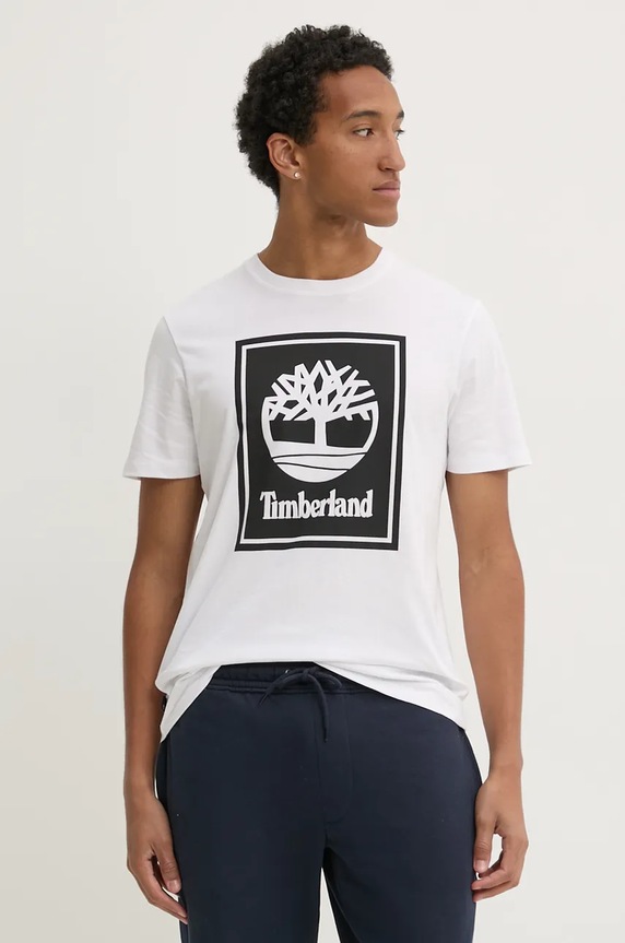 Bombažna kratka majica Timberland bela TB0A5WQQP541