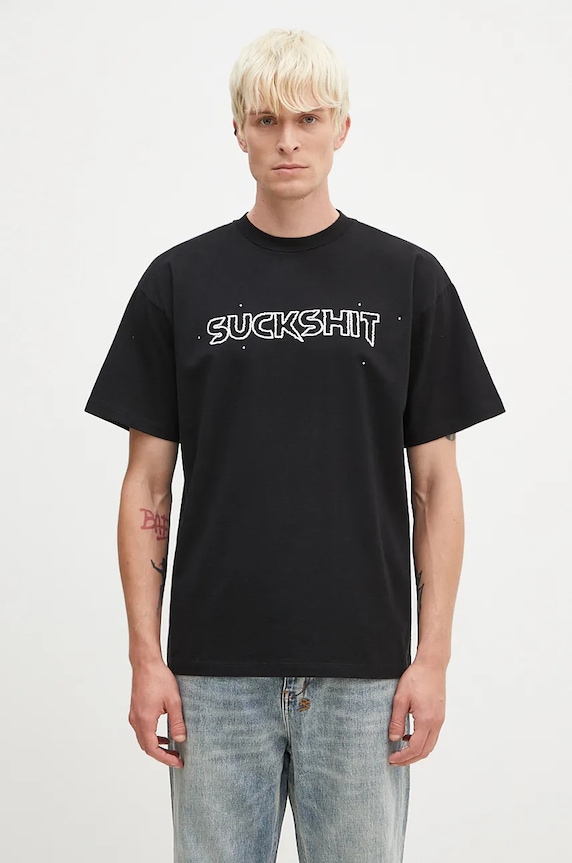 Aries tricou din bumbac Suckshit SS Tee print negru AR6003202