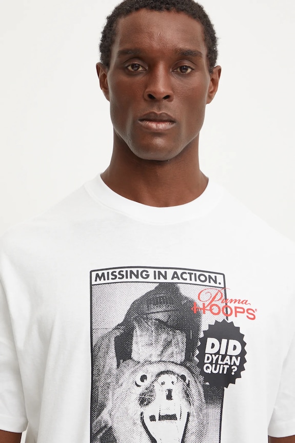 Βαμβακερό μπλουζάκι Puma Dylan Got Game λευκό 627639