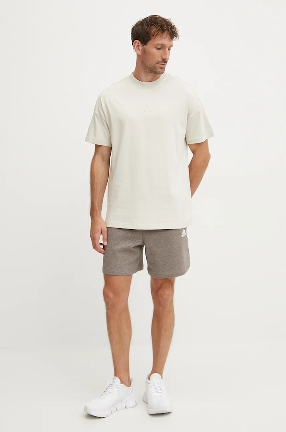 Bavlnené tričko adidas All SZN IY4146 béžová AW24