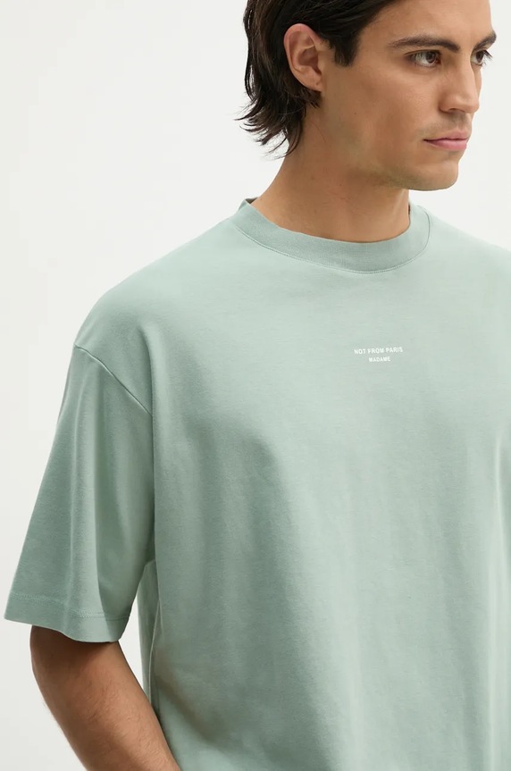 Drôle de Monsieur cotton t-shirt Le T-Shirt Slogan Classique turquoise E.TS202.CO002.WG