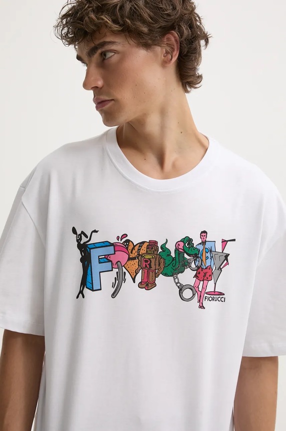 Pamučna majica Fiorucci pamuk bijela M01FMTSH103CJ01WH04