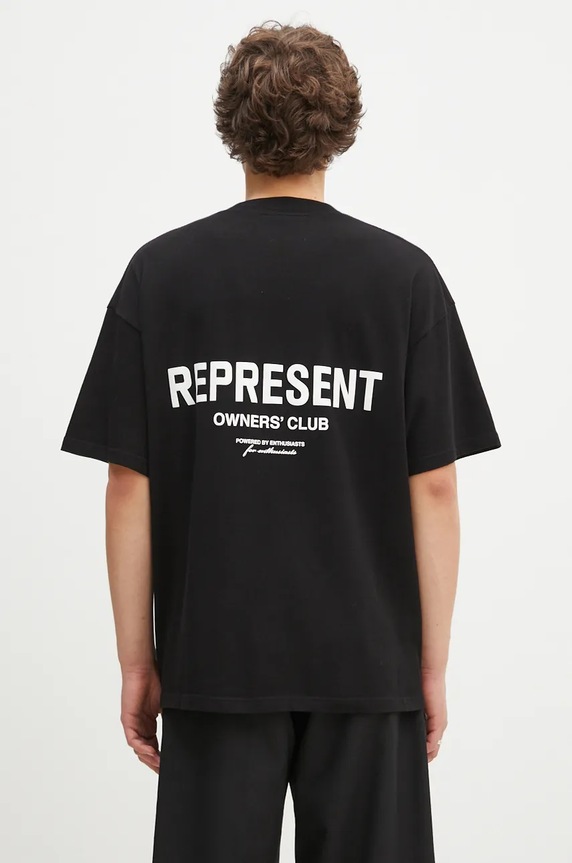 Represent tricou din bumbac Represent Owners Club print negru OCM41114.001