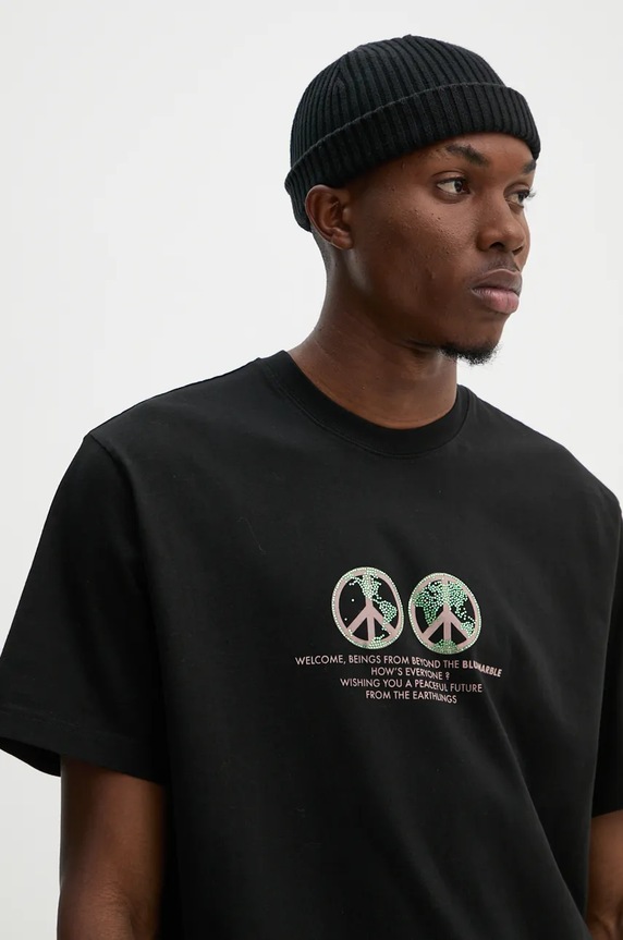 Βαμβακερό μπλουζάκι BLUEMARBLE μαύρο TS35.JE28AB2