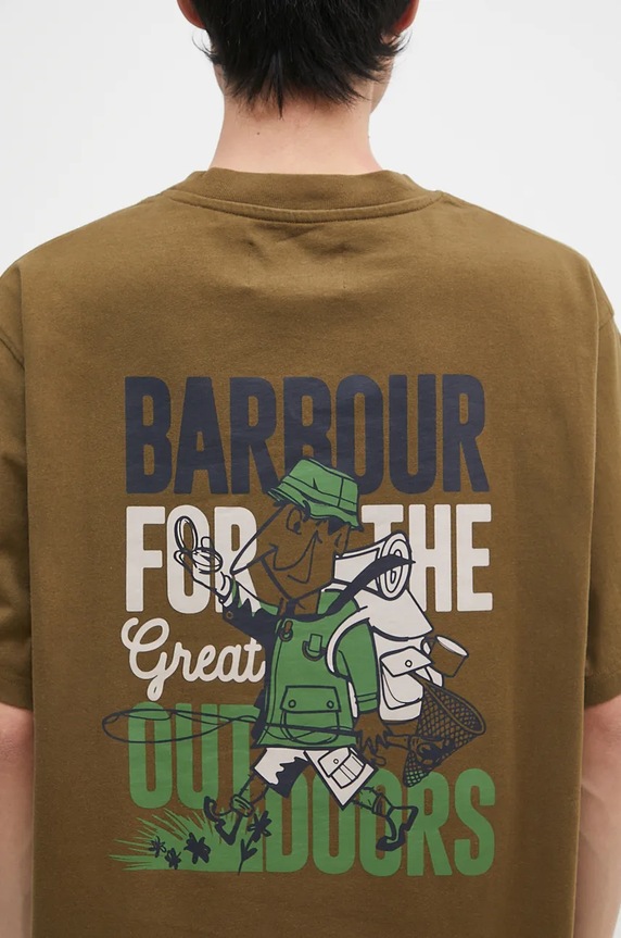 Bavlněné tričko Barbour Leonard OS Graphic zelená MTS1353