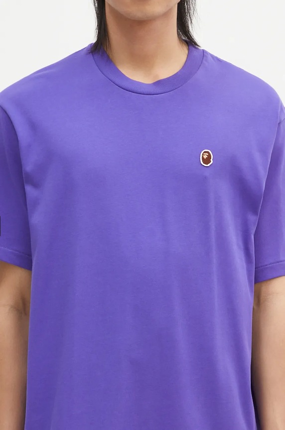 Bavlněné tričko A Bathing Ape ONE POINT RELAXED FIT TEE 1K80110345 fialová