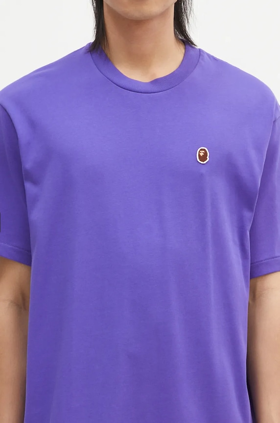 Bavlněné tričko A Bathing Ape ONE POINT RELAXED FIT TEE 1K80110345 fialová