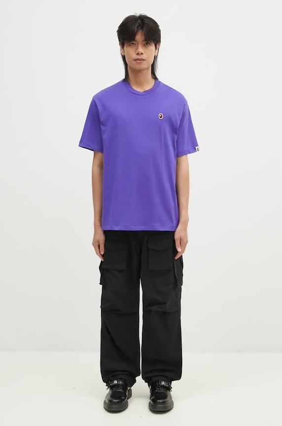 Bavlněné tričko A Bathing Ape ONE POINT RELAXED FIT TEE 1K80110345