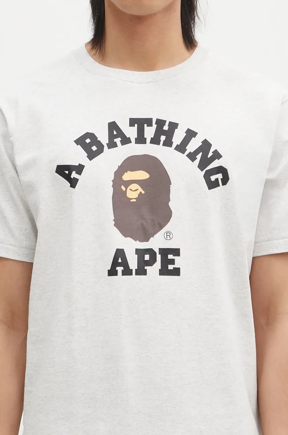 A Bathing Ape cotton t-shirt COLLEGE TEE gray 1K80110001