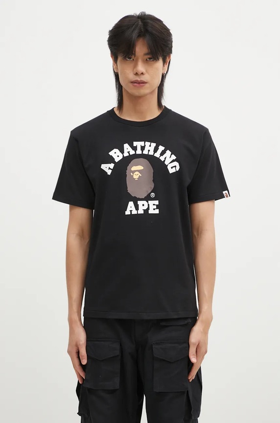 A Bathing Ape cotton t-shirt COLLEGE TEE regular black 1K80110001