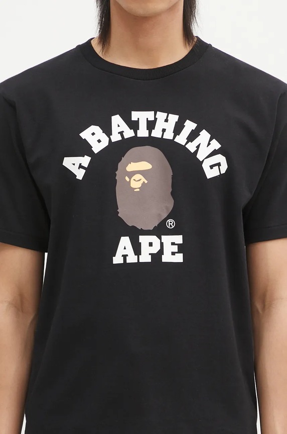 A Bathing Ape cotton t-shirt COLLEGE TEE black 1K80110001