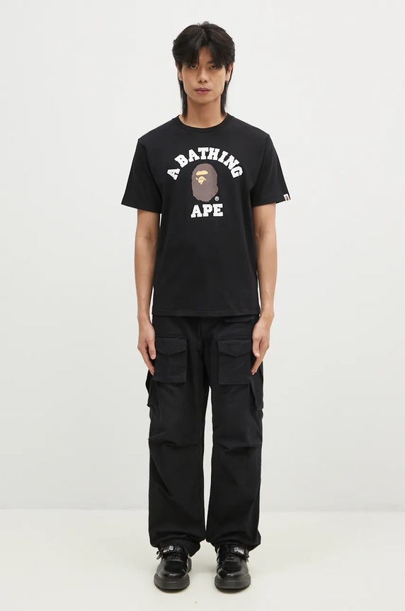 A Bathing Ape cotton t-shirt COLLEGE TEE 1K80110001 black