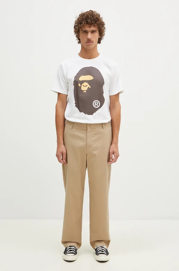 Bavlněné tričko A Bathing Ape BIG APE HEAD TEE 1K80110002 bílá