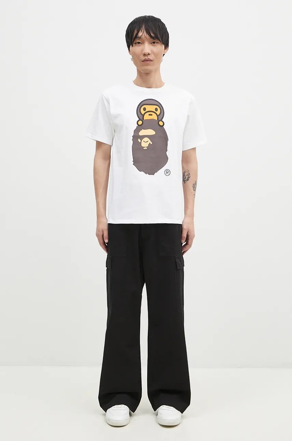 A Bathing Ape cotton t-shirt MILO ON APE HEAD TEE 2K80110002 white