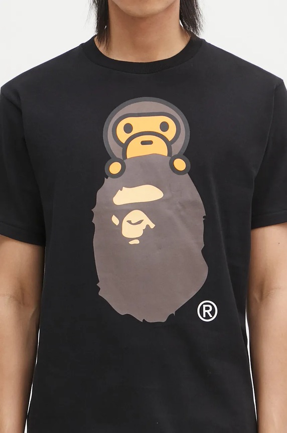A Bathing Ape cotton t-shirt MILO ON APE HEAD TEE 2K80110002 black